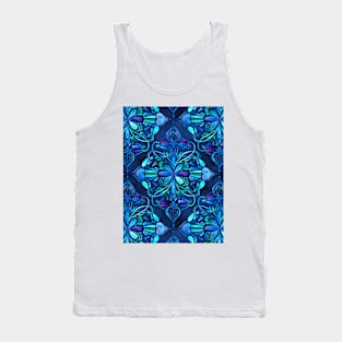 Deep Ocean Art Nouveau Watercolor Doodle Tank Top